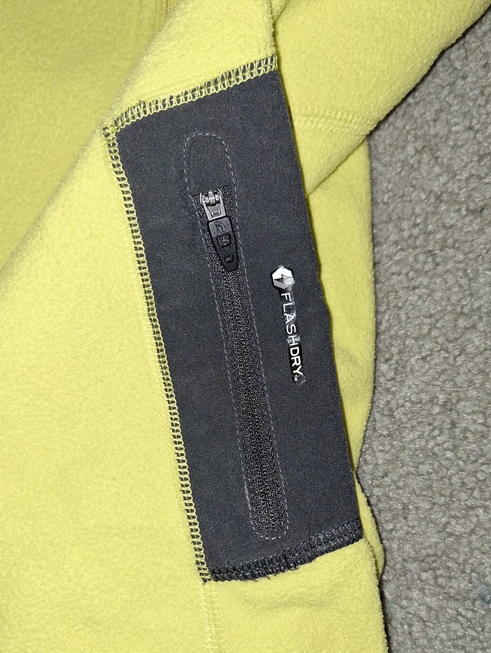 The North Face Bright Yellow Fleece with Black Logo Tag
